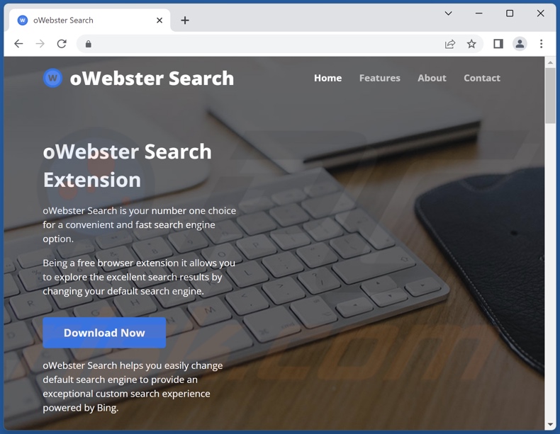 Site usado para promover o sequestrador de navegador oWebster Search