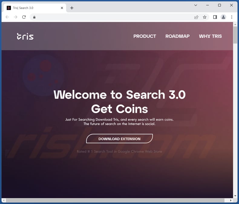 Site utilizado para promover o sequestrador de navegador Search New Tab