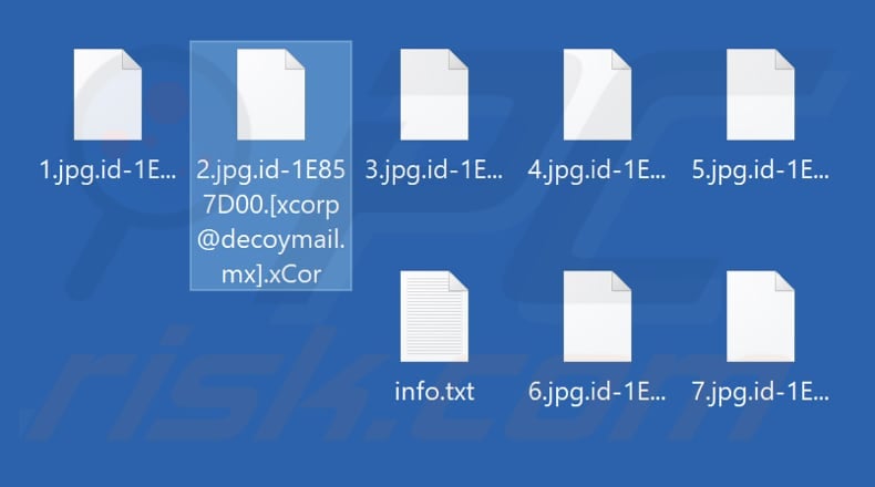 Ficheiros encriptados pelo ransomware xCor (extensão .xCor)
