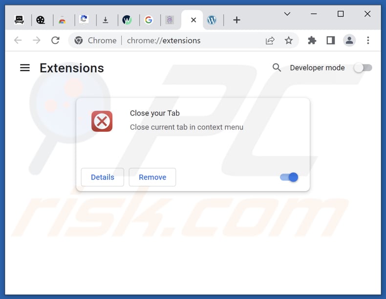 Remoção do adware Close your Tab do Google Chrome passo 2