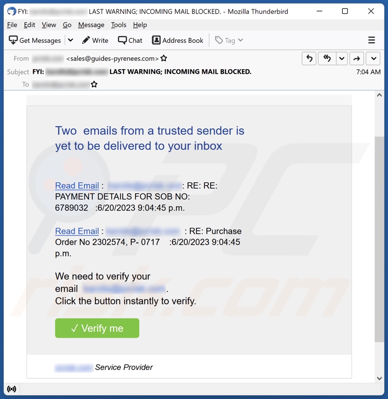 campanha de spam por email Emails From A Trusted Sender