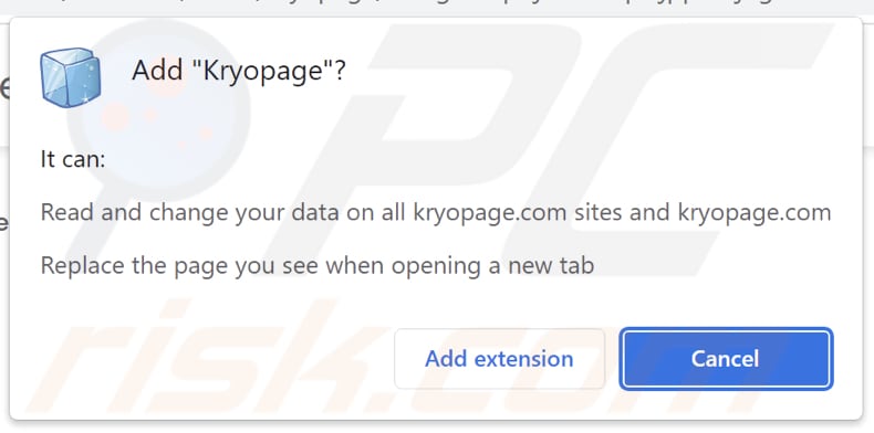 O sequestrador de navegador Kryopage pede permissões