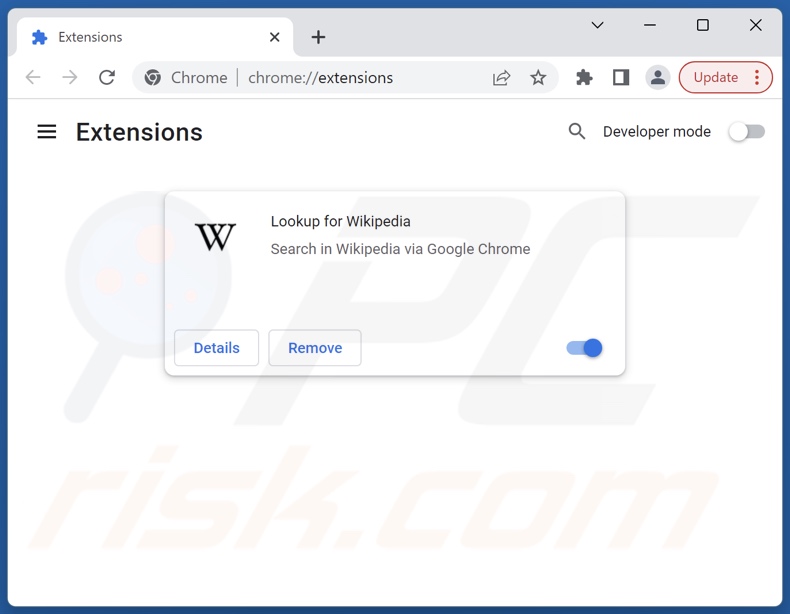 Remoção das extensões do Google Chrome relacionadas com o lookcompwiki.com