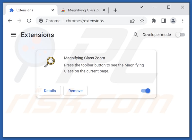 Remoção do adware Magnifying Glass Zoom do Google Chrome passo 2