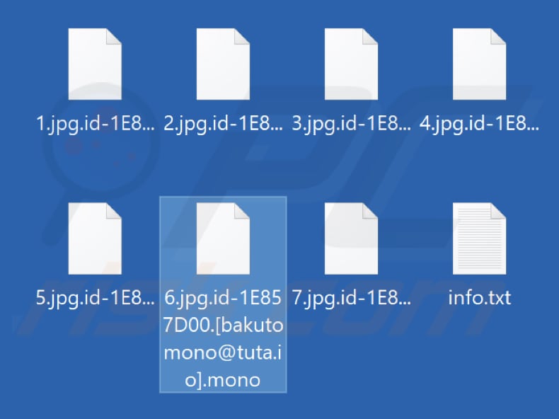 Ficheiros encriptados pelo ransomware Mono (extensão .mono)