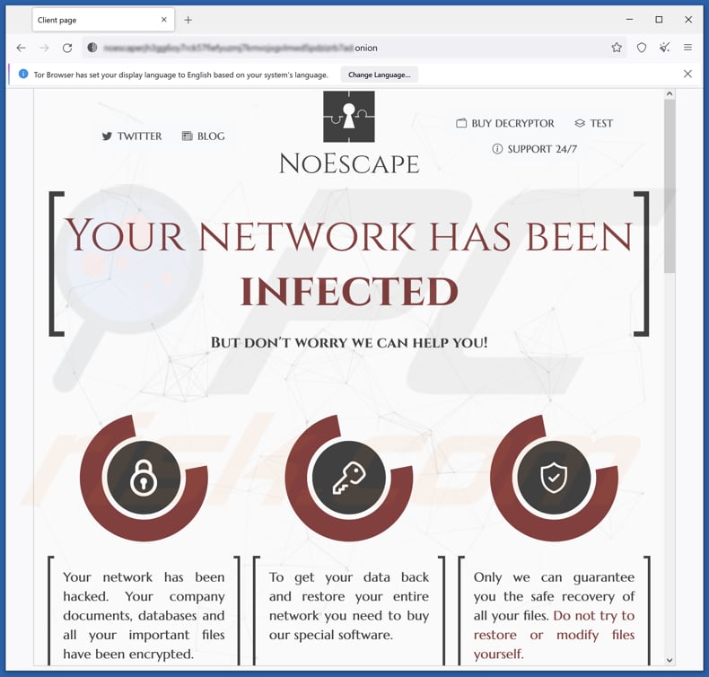 Site Tor do ransomware NoEscape