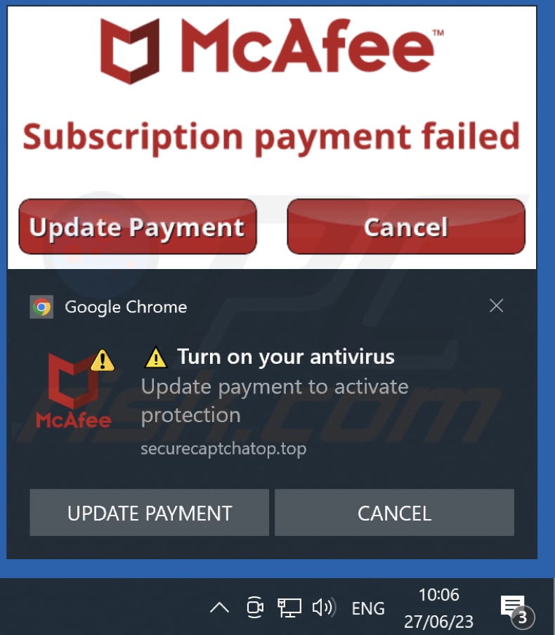 Notificação de securecaptchatop[.]top