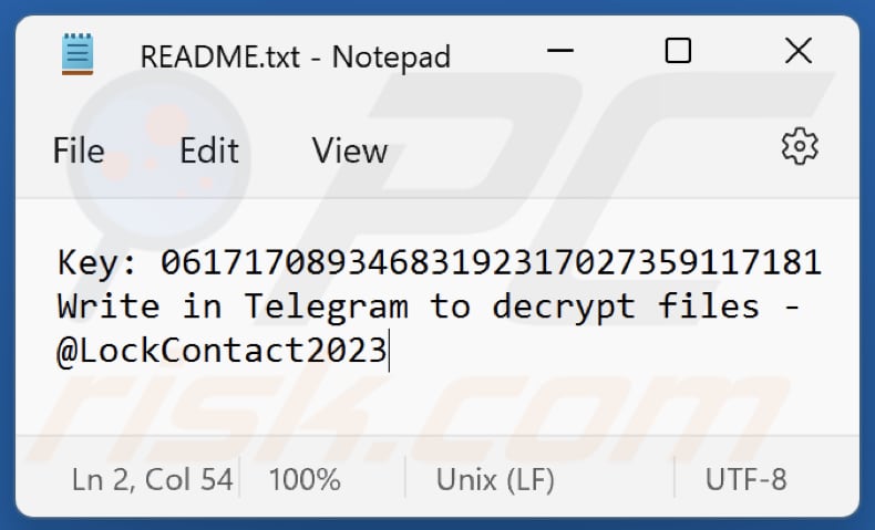 Ficheiro de texto do ransomware LOCK2023 (README.txt)