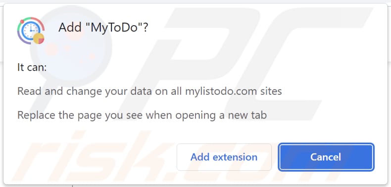 Sequestrador de navegador MyToDo a pedir permissões
