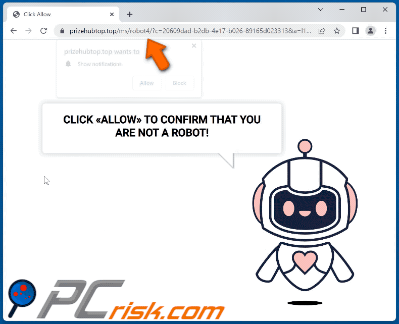 aparência do site prizehubtop[.]top (GIF)