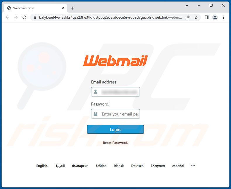 Sítio de phishing promovido através de A File Was Shared With You Via Dropbox e-mail fraudulento (2023-08-31)