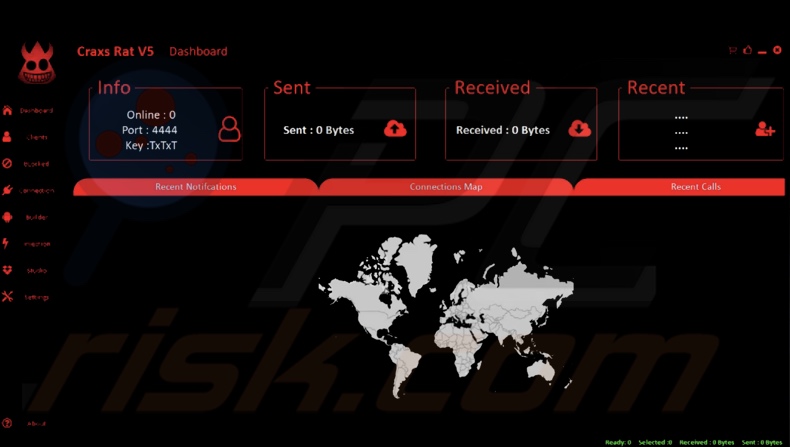 Painel de administração do malware CraxsRAT