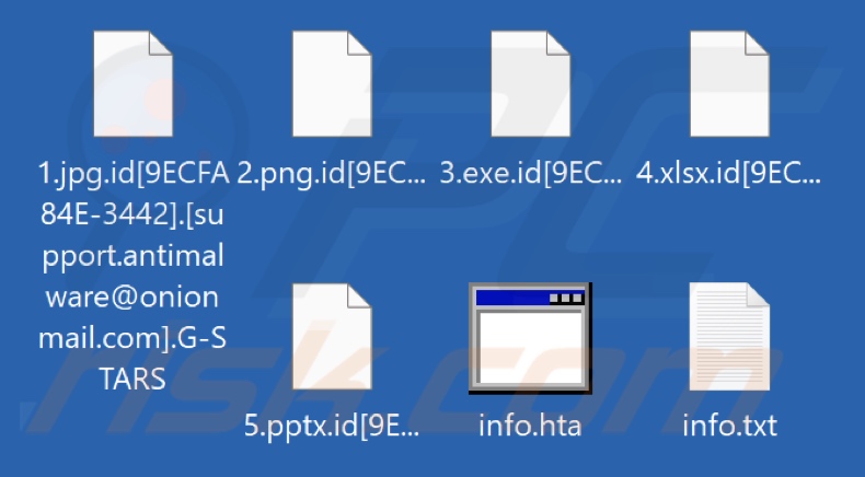 Ficheiros encriptados pelo ransomware G-STARS (Phobos) (extensão .G-STARS)