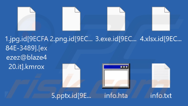 Ficheiros encriptados pelo ransomware Kmrox (extensão .kmrox)