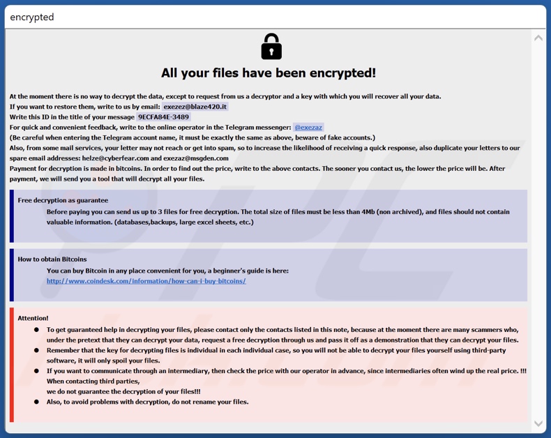Nota de resgate do ransomware Kmrox (info.hta)