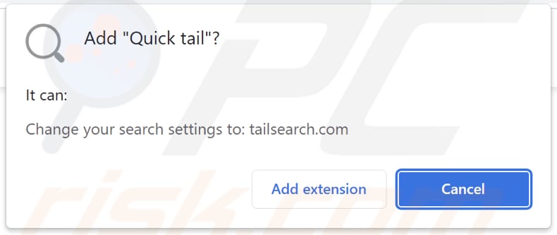 Sequestrador de navegador Quick tail a pedir permissões