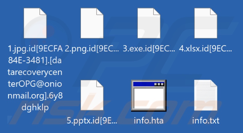 Ficheiros encriptados pelo ransomware 6y8dghklp (extensão .6y8dghklp)
