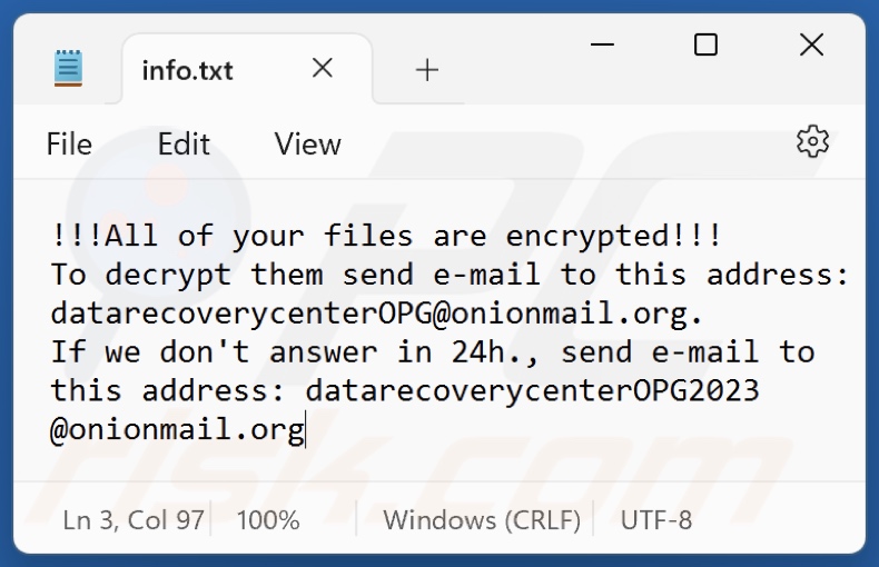 Ficheiro de texto do ransomware 6y8dghklp (info.txt)