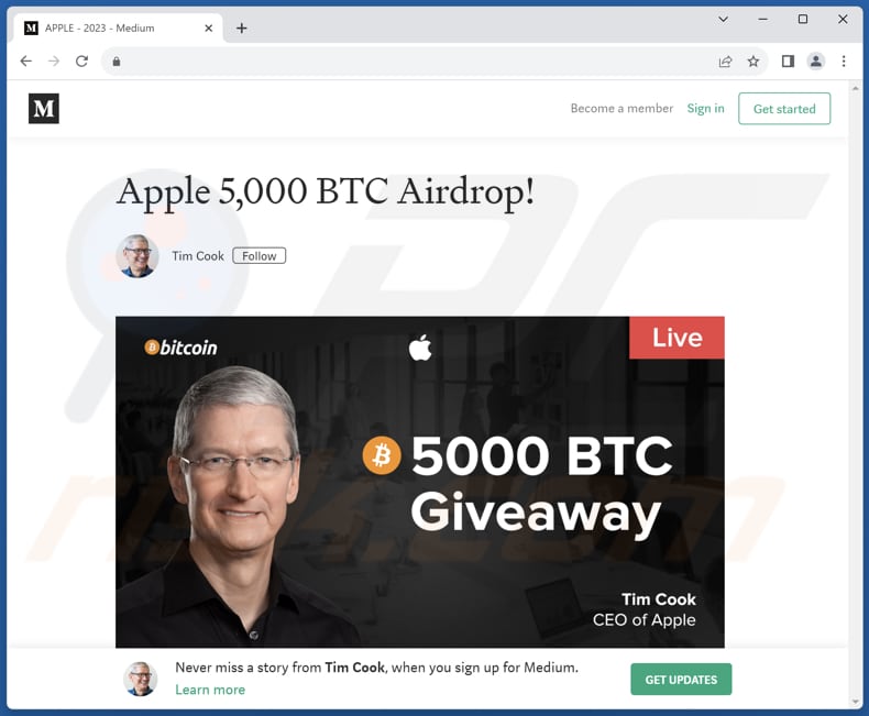 fraude Apple Crypto Giveaway