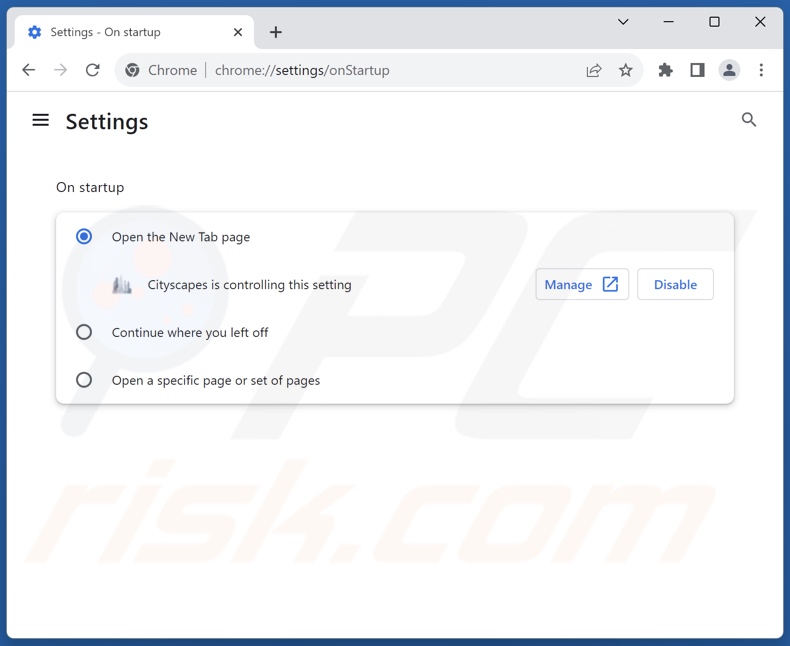 Remoção do schcm.com da página inicial do Google Chrome