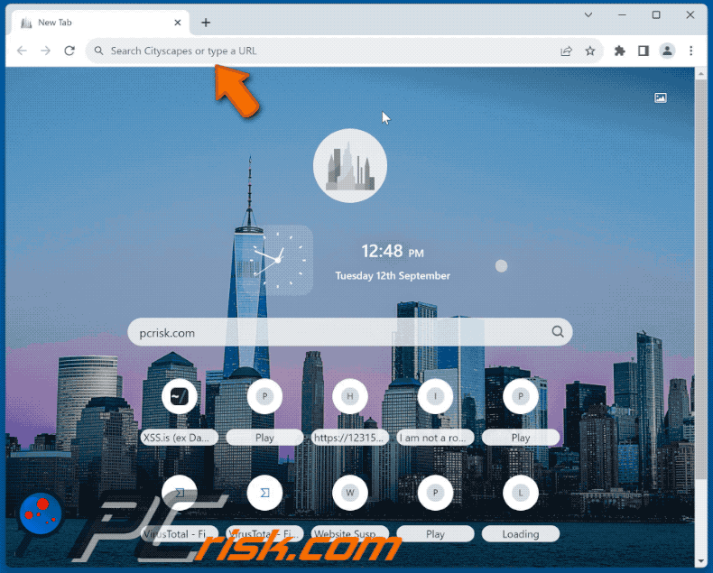 Sequestrador de navegador Cityscapes que redirecciona para o Bing (GIF)