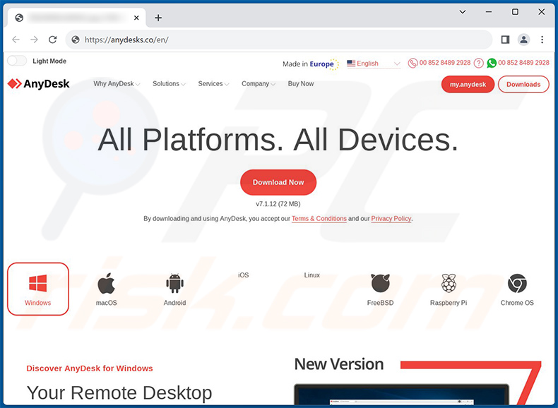 Site de descarregamento falso do AnyDesk (anydesks[.]co) que dissemina o ladrão Doenerium