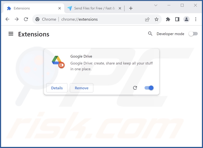 Extensão falsa do Google Drive