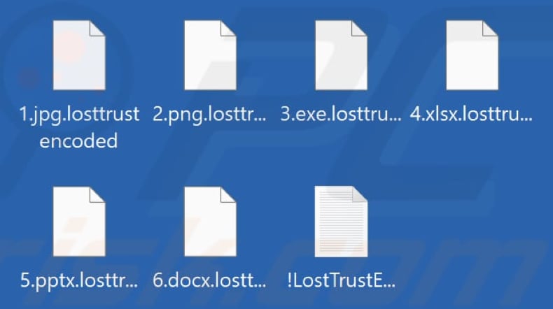 Ficheiros encriptados pelo ransomware LostTrust (extensão .losttrustencoded)
