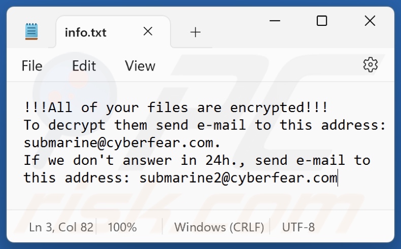Ficheiro de texto do ransomware S4b (info.txt)