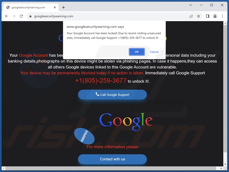 fraude Your Google Account Has Been Locked!