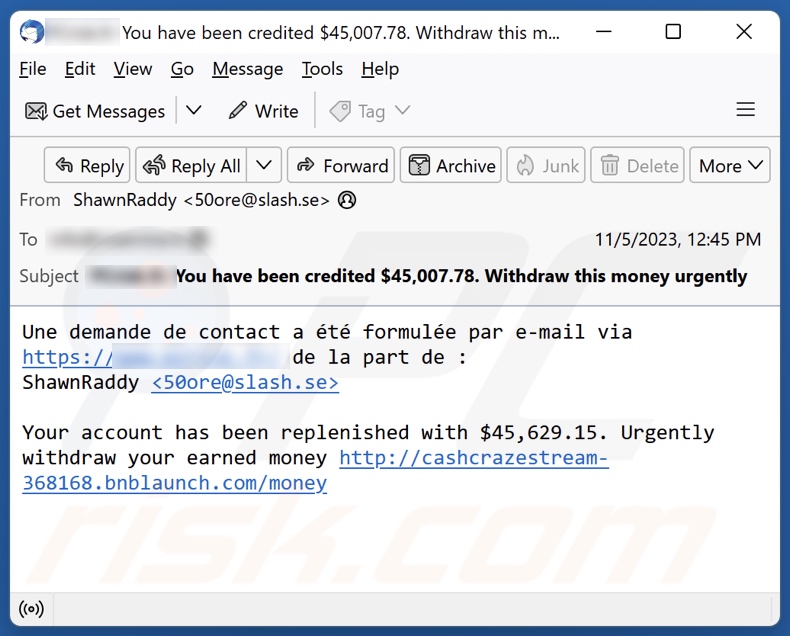 Fraude Bitcoin Mining que promove o email spam 2