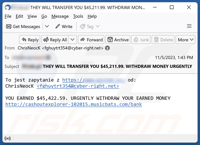 Fraude Bitcoin Mining que promove o email spam 3