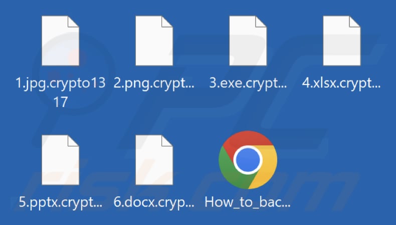 Ficheiros encriptados pelo ransomware Crypto (extensão .crypto1317)