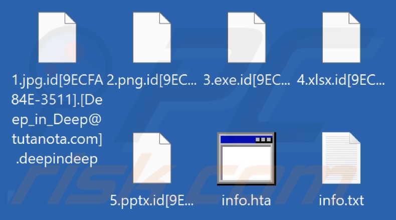 Ficheiros encriptados pelo ransomware DeepInDeep (extensão .deepindeep)