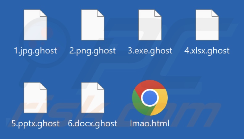 Ficheiros encriptados pelo ransomware GhostLocker (extensão .ghost)