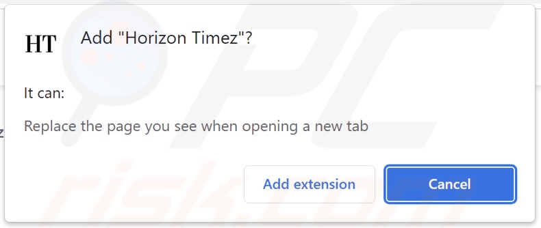 Sequestrador de navegador Horizon Timez a pedir permissões
