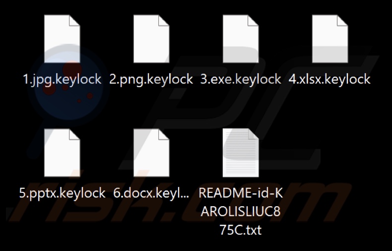 Ficheiros encriptados pelo ransomware Keylock (extensão .keylock)
