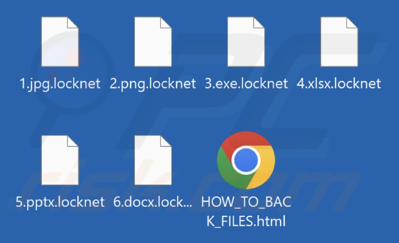 Ficheiros encriptados pelo ransomware Locknet (extensão .locknet)