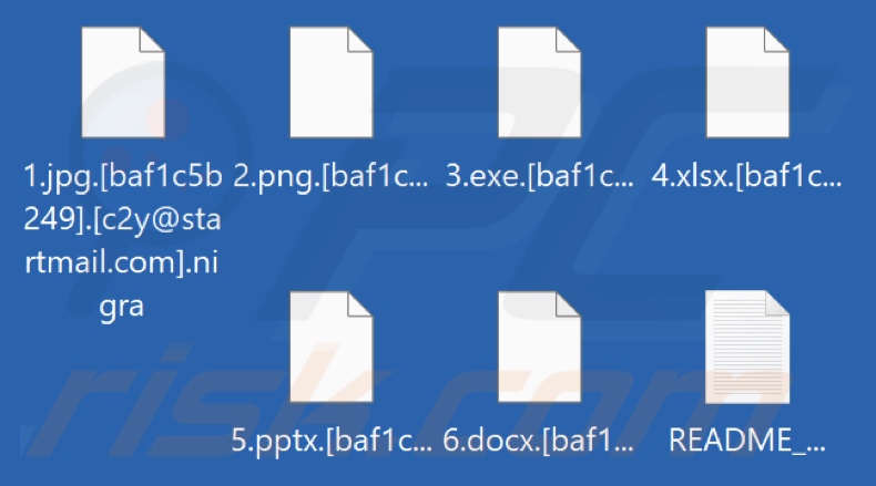 Ficheiros encriptados pelo ransomware Nigra (extensão .nigra)