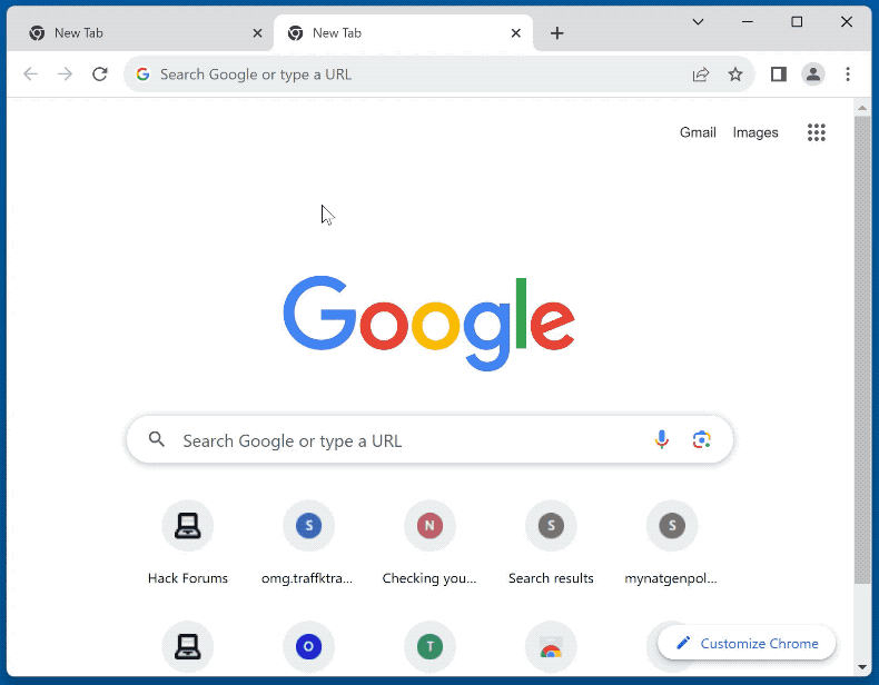 Redireccionamentos do sequestrador de navegador searchtabs.io  (GIF)