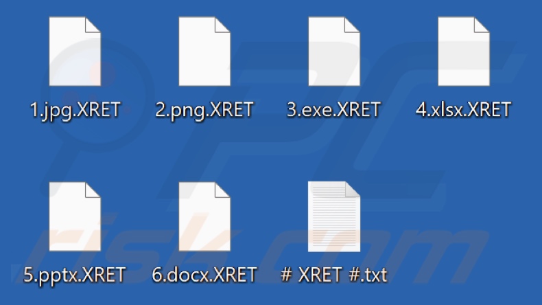 Ficheiros encriptados pelo ransomware Xret (extensão .XRET)