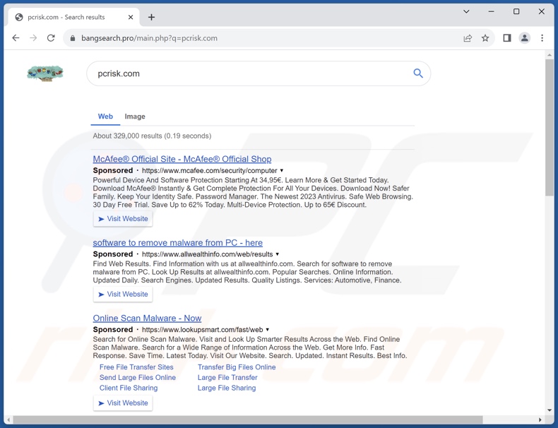 Sequestrador de navegador bangsearch.pro