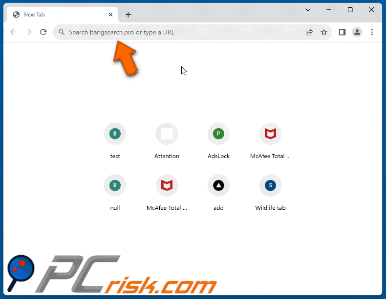 Aparência do redireccionamento do bangsearch.pro (GIF)