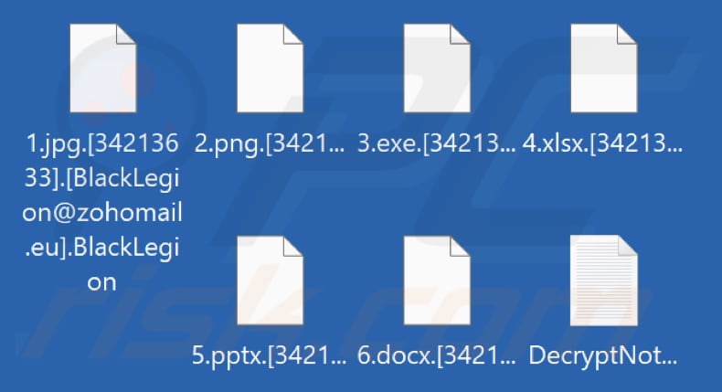 Ficheiros encriptados pelo ransomware BlackLegion (extensão .BlackLegion)