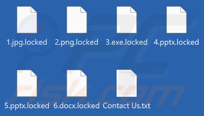 Ficheiros encriptados pelo ransomware Hunters International (extensão .locked)