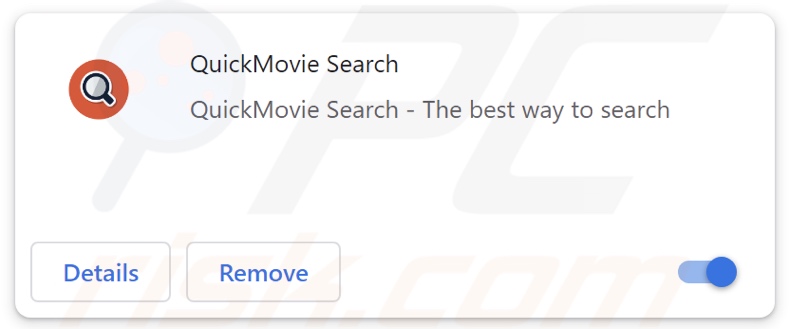 Extensão sequestradora de navegador QuickMovie Search