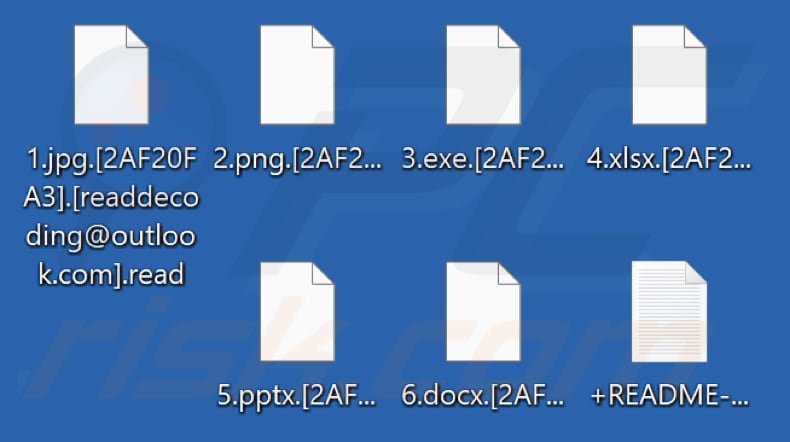Ficheiros encriptados pelo ransomware Read (extensão .read)
