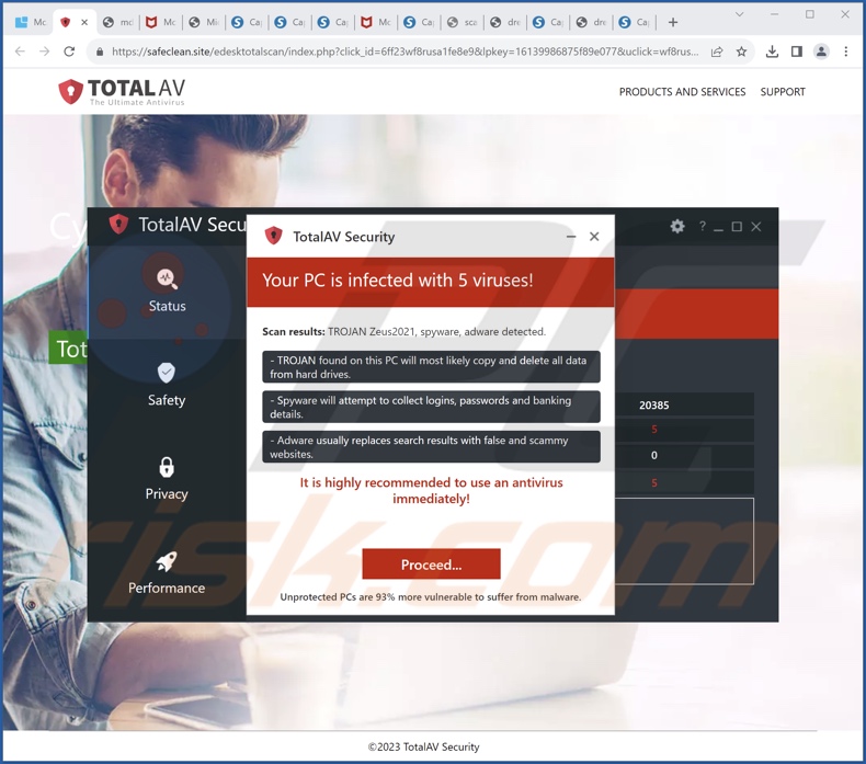 TotalAV Security - Your PC Is Infected With 5 Viruses! fraude