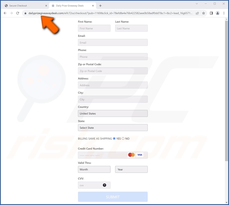 Fraude por email promovida pelo site de phishing do AliExpress Package 2