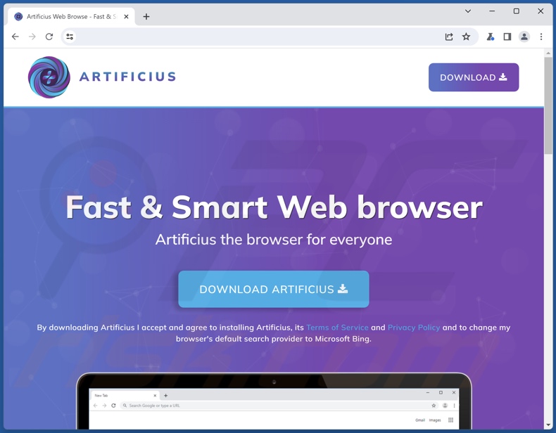 Sites a promover o navegador Artificius